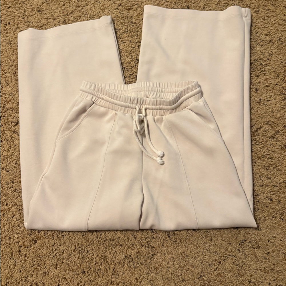 Cream Wideleg Pants